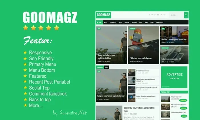 Goomagz Responsive Blogger Template preview