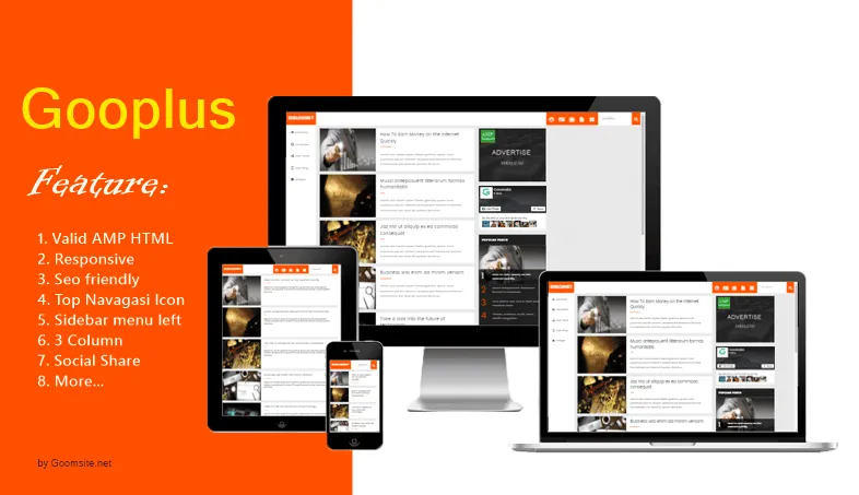 Gooplus Valid AMP Responsive Blogger Template preview