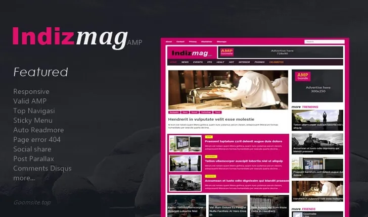Indizmag Valid AMP Responsive Blogger Template preview